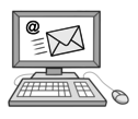 Leichte Sprache Bild: Ein Computer, auf dem Bildschirm eine E-Mail